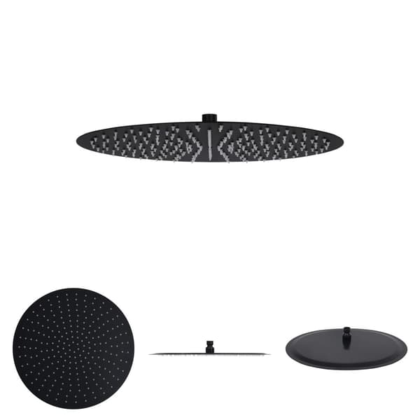 The Living Store regnbrusehoved rustfrit stål 40 cm rund sort -  Brusehoveder