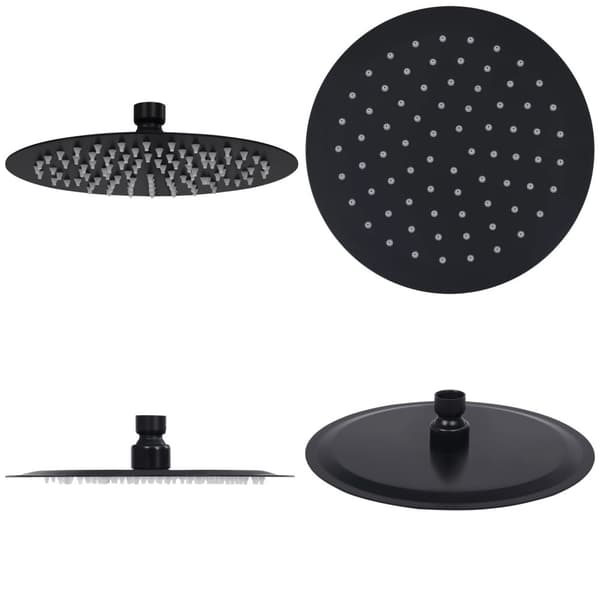 Regnbrusehoved 20 cm rund rustfrit stål sort - Brusehoved - Brusehoveder - Home & Living