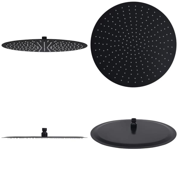 Regnbrusehoved rustfrit stål 40 cm rund sort - Brusehoved - Brusehoveder - Home & Living