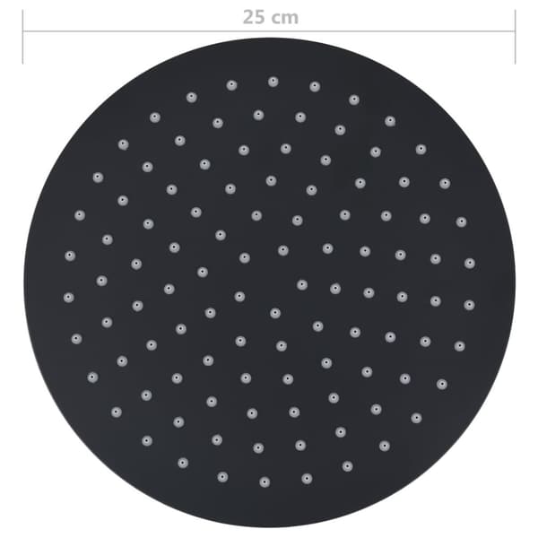 regnbrusehoved rustfrit stål 25 cm rund sort