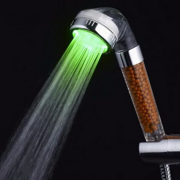 Kreativt LED-duschhuvud - automatiska negativa joner - 7 färger - kromfinish