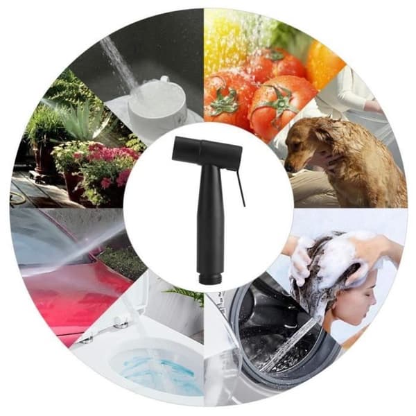 Toalett handdusch - Shattaf - Hygienisk kit - Rostfritt stål - Svart - Vattenbesparande
