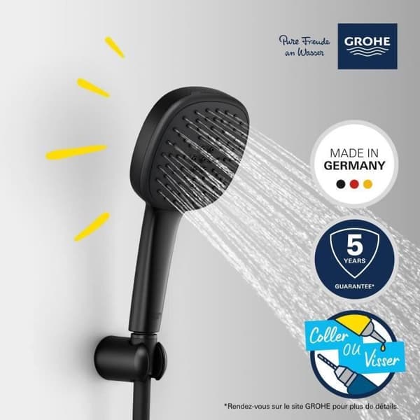 Duschset med 2-jets duschhuvud, stöd och flexibel slang - GROHE Vitalio Comfort 110 263992431 - Enkelt val - Vattenbesparande