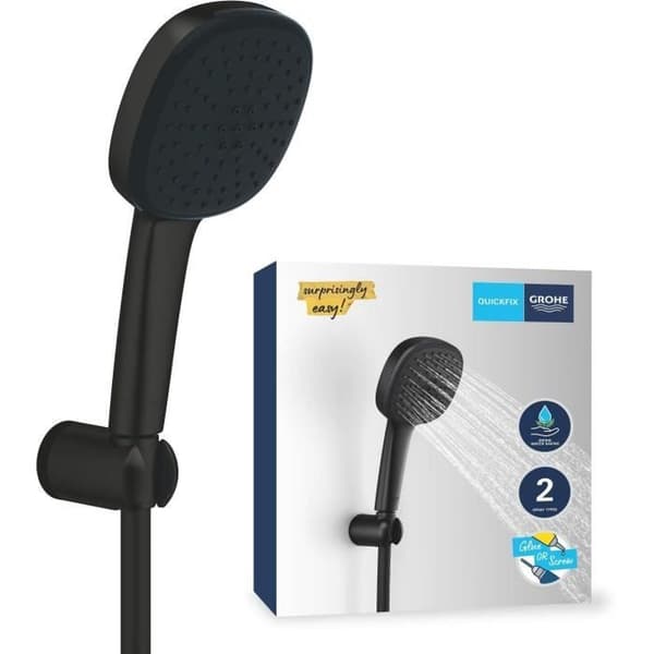 Duschset med 2-jets duschhuvud, stöd och flexibel slang - GROHE Vitalio Comfort 110 263992431 - Enkelt val - Vattenbesparande
