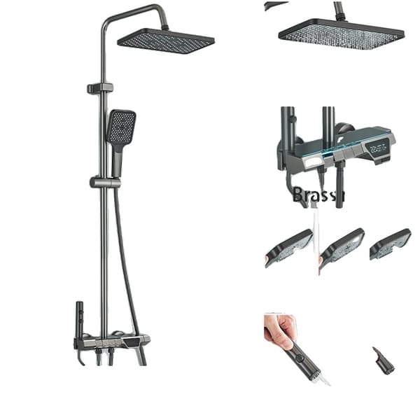 Digitalt Duschset med Auto-Termostatkontroll, Justerbar Höjd 100cm-138cm,typ A