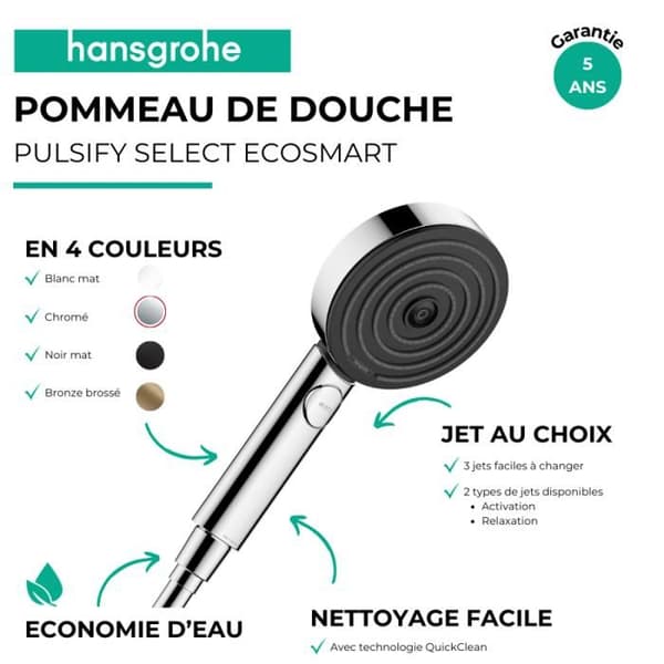 HANSGROHE Handdusch 105 3jet Relaxation EcoSmart 9l/min krom Pulsify Select