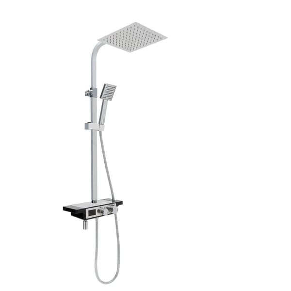Regnbruser System, Krom Finish, Justerbar Højde 29,3-45,27 in,Lys Sølv