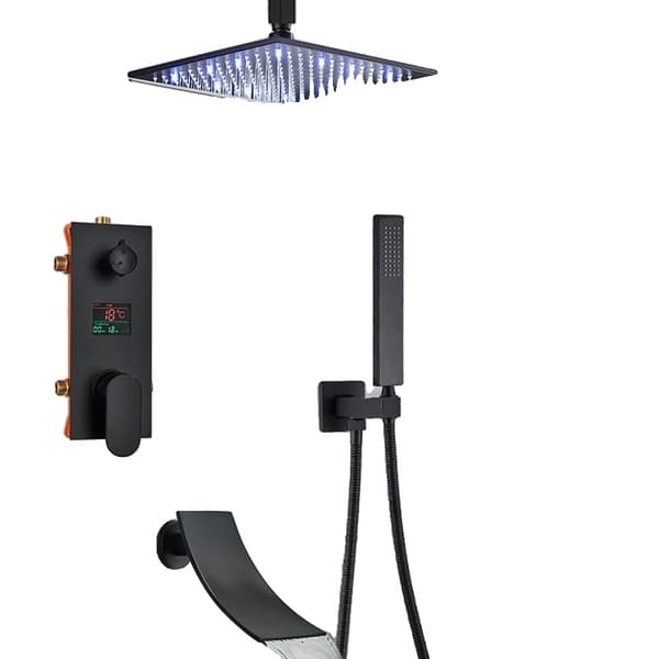 LED Regnbruser System, Mat Sort Finish, Enkelt Håndtag Kontrol,3 måder 12 tommer A 3 Ways 12inch A