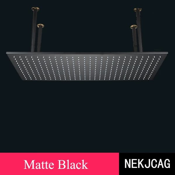 Musta LED-sateenpää suihku, 800x400mm, tyylikäs mattapinta,Matta musta