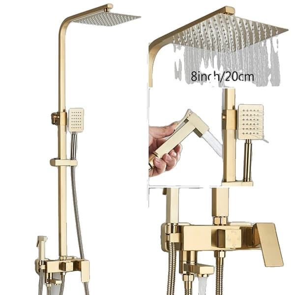 Børstet Gylden Brusearmatur, Regnbruser, Bidet Sprayhane, Nutidigt Design,Børstet Gylden 8