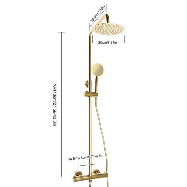 Moderne Guld Brusesystem, 3 Vandtilstande, Højdejusterbar 70-110 cm,Guld