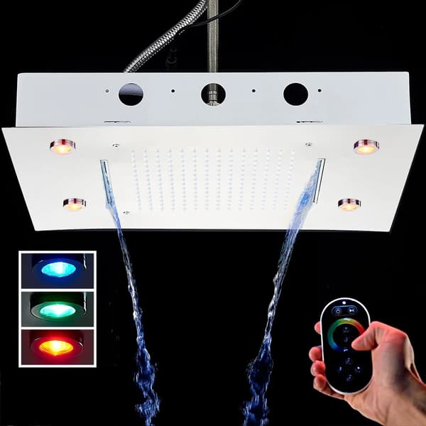 Luksus LED-sateenpisara suihkupää, kaukosäätimellä vaihdettavat värit, messinkirakenne,Kromikiilto
