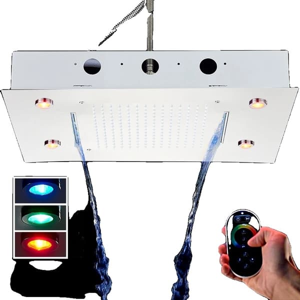 Luksus LED-sateenpisara suihkupää, kaukosäätimellä vaihdettavat värit, messinkirakenne,Kromikiilto