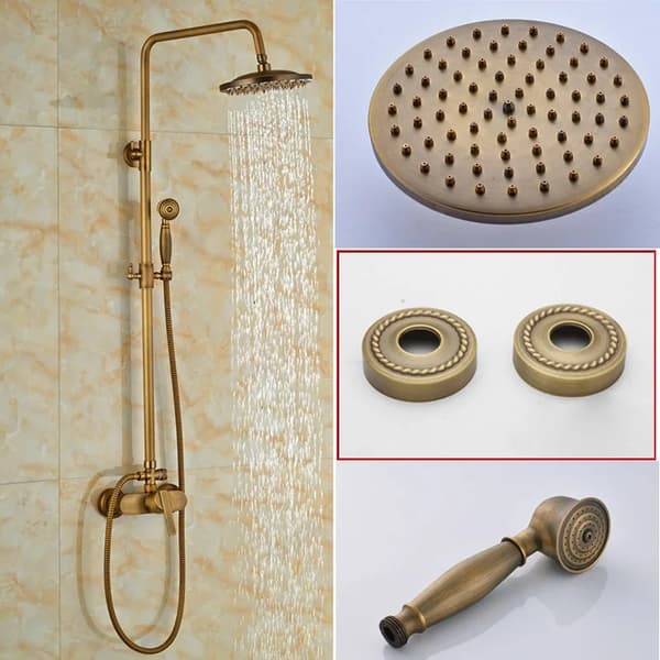 Brass Regnbruser Sæt, 8-Tommer Bruserhoved, Enkelt Håndtag Betjening,Antik Messing C-02