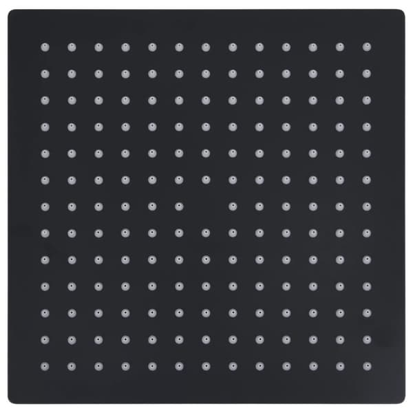 Takduschhuvud rostfritt stål 25x25 cm fyrkantigt svart