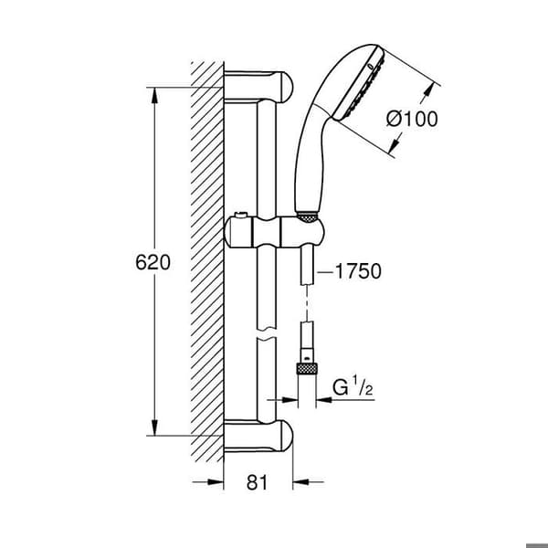 Ensemble dusch New Tempesta 100 - 2 strålar - Grohe