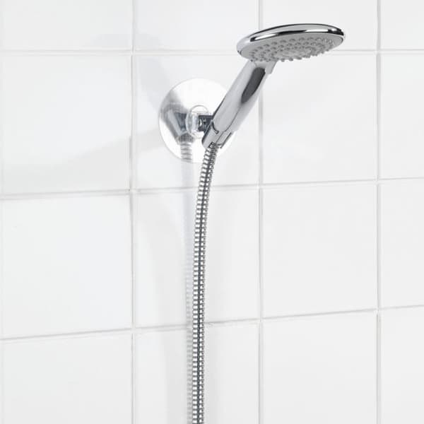 Duschhuvudstöd - WENKO - Osimo - Fastsättning utan borrning - Plast - Krom