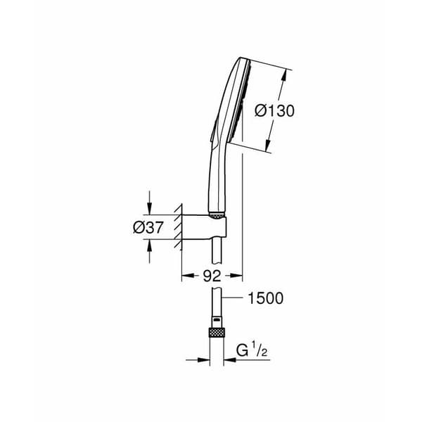 Duschset - GROHE - Rainshower SmartActive 130 - Reglerad flödeshastighet 8 l/min - 3 strålar - Rund form