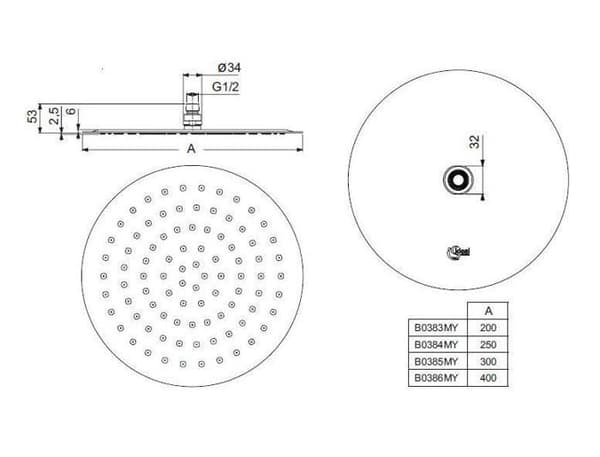 Ideal Standard Idealrain LUXE takdusch, diameter 200 mm, rostfritt stål B0383MY