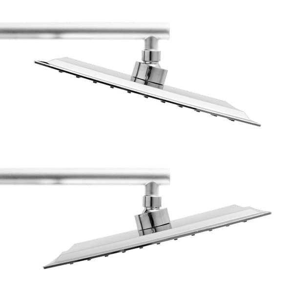 Slim 25x25cm Anti-Kalk Firkantet Brusehoved med 360° Rotation - Krom Finish