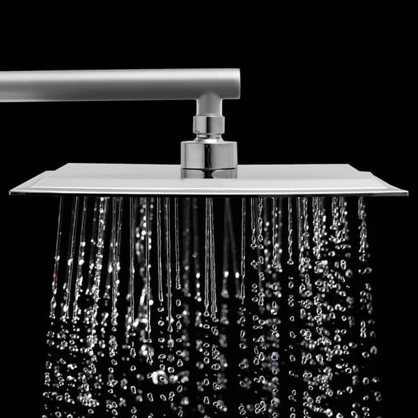 Slim 25x25cm Anti-Kalk Firkantet Brusehoved med 360° Rotation - Krom Finish