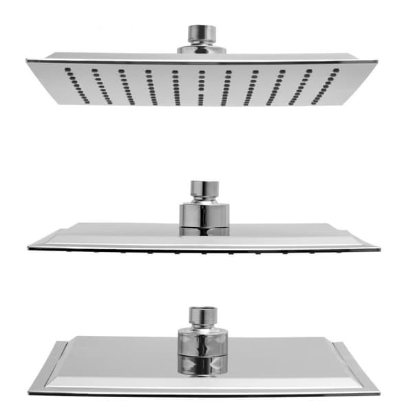 Slim 25x25cm Anti-Kalk Firkantet Brusehoved med 360° Rotation - Krom Finish