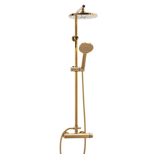 Luksus Guld Brusesæt med Anti-Kalk Teknologi & Justerbar Regndouche - 23cm