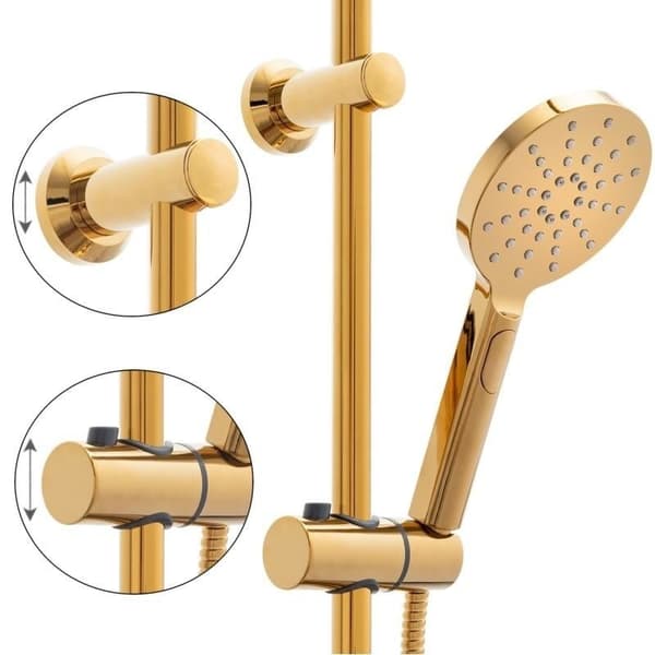 Luksus Guld Brusesæt med Anti-Kalk Teknologi & Justerbar Regndouche - 23cm