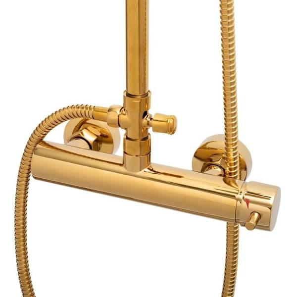 Luksus Guld Brusesæt med Anti-Kalk Teknologi & Justerbar Regndouche - 23cm