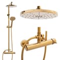 Miniatyrbillede 1 af 9: Luksus Guld Brusesæt med Anti-Kalk Teknologi & Justerbar Regndouche - Perfekt til Interiørdesign Entusiaster