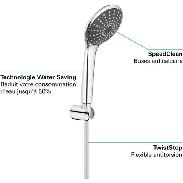 GROHE Vitalio Joy 110 1-jet duschset med VitalioFlex-lutning och flexibelt stöd 1750 mm
