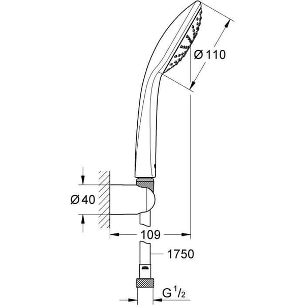 GROHE Vitalio Joy 110 1-jet duschset med VitalioFlex-lutning och flexibelt stöd 1750 mm