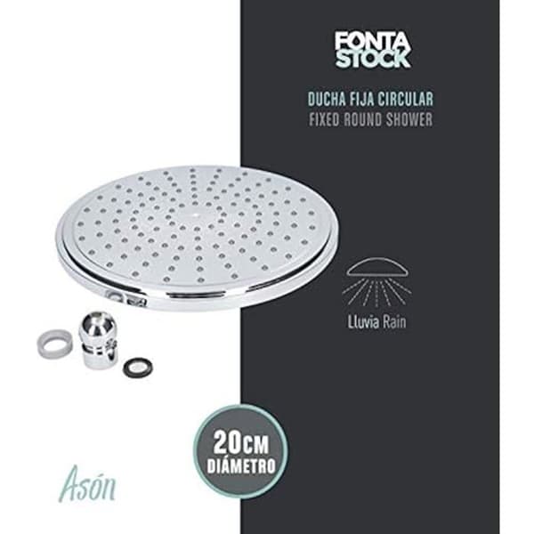Fast duschmunstycke - Fontastock - Asón - Stort vattenflöde - Vattenbesparing - Krom 20 cm