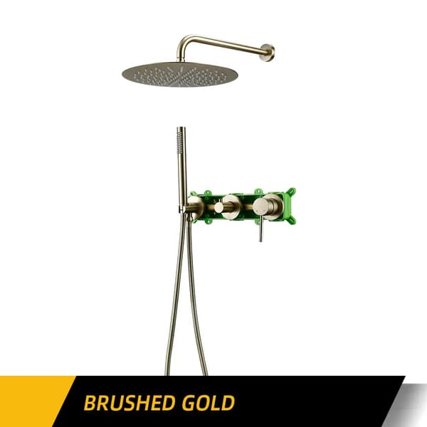 Børstet Guld Bruserarmatur, Rundt Design, 1,5M Bruser Slange,8040BG, 40 cm, 12 tommer