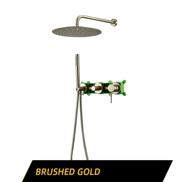 Børstet Guld Bruserarmatur, Rundt Design, 1,5M Bruser Slange,8040BG, 40 cm, 12 tommer