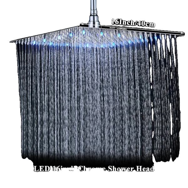 LED Bruserhoved, 16 Tommer Størrelse, Elegant Firkantet Design,16 LED krom