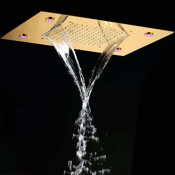 Intelligent LED Bruserarmatur, Fjernbetjening, Rustfrit Stål Finish,Guldledet
