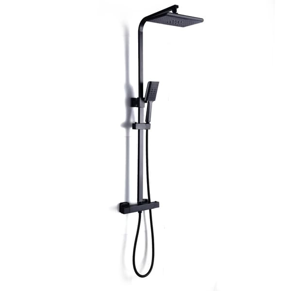 Bruserarmatur Sæt, Justerbar Højde 90-110 cm, Vandbesparende Design,Sort