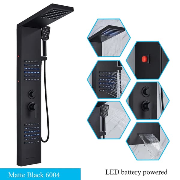 LED-suihkupaneeli, kaksoiskahvasuunnittelu, seinälle asennettava,Matta musta 6004