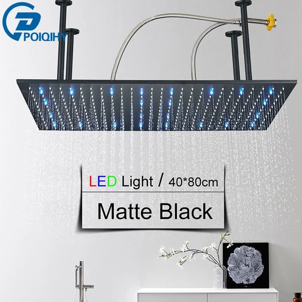 LED Bruserhoved, Højkvalitets Rustfrit Stål, Mat Sort Finish,LED Sort