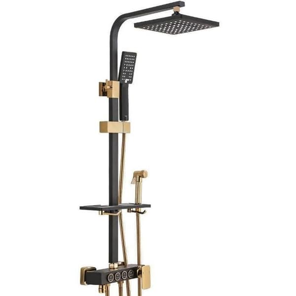 Duschpelare INN® övre spray 29x19cm med 4 sprinklerhuvuden och lyfthylla trycksättning rostfritt stål