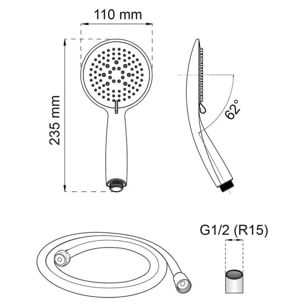 Habo Daisy Dusjhode 1-spray med 150cm slange