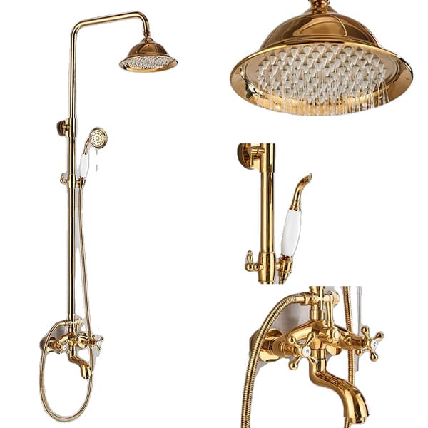 Guldduschblandare, regnduschhuvud, väggmonterad installation,Guld A Stil