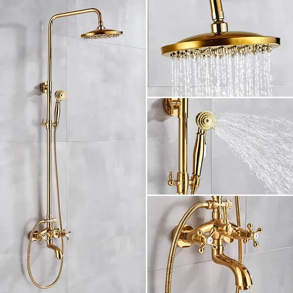 Gulvbruser, regnbruserhoved, vægmonteret installation,Guld B Stil