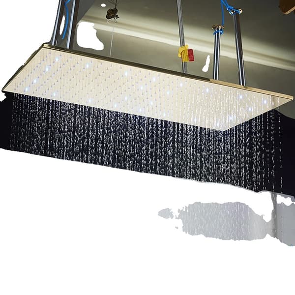 LED Badrum Duschblandare, Stort Regn, Takmonterad,Borstad Guld LED