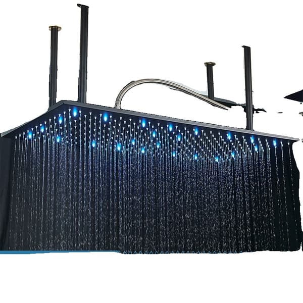 LED Badrum Duschblandare, Stort Regn, Takmonterad,Matt svart LED