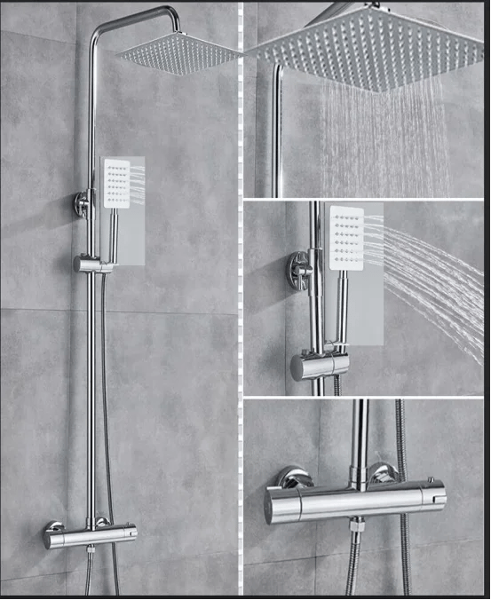 Termostatisk duschset, väggmonterad design, 38 graders temperaturkontroll,Typ C