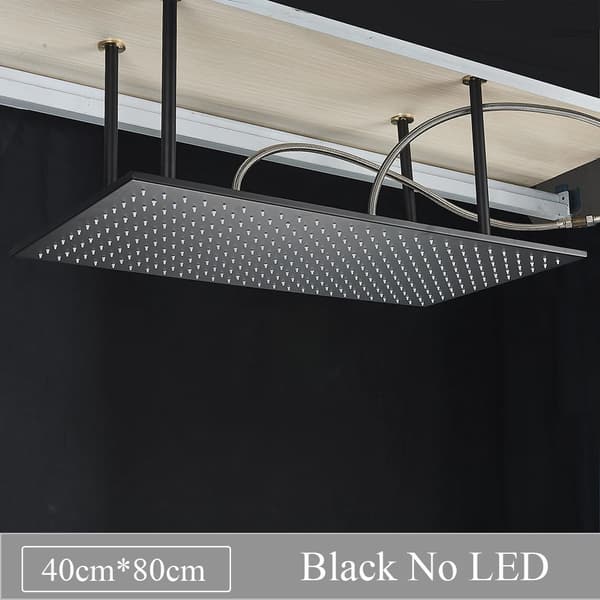Takmonterad regnduschhuvud, 24 tum rymlig design, matt svart finish,Matt svart utan LED