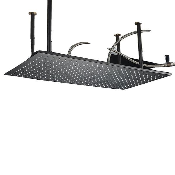 Takmonterad regnduschhuvud, 24 tum rymlig design, matt svart finish,Matt svart utan LED