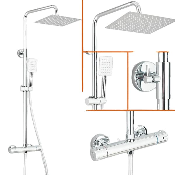 Brusesæt, Dobbelt håndtag temperaturkontrol, Poleret moderne finish,Krom